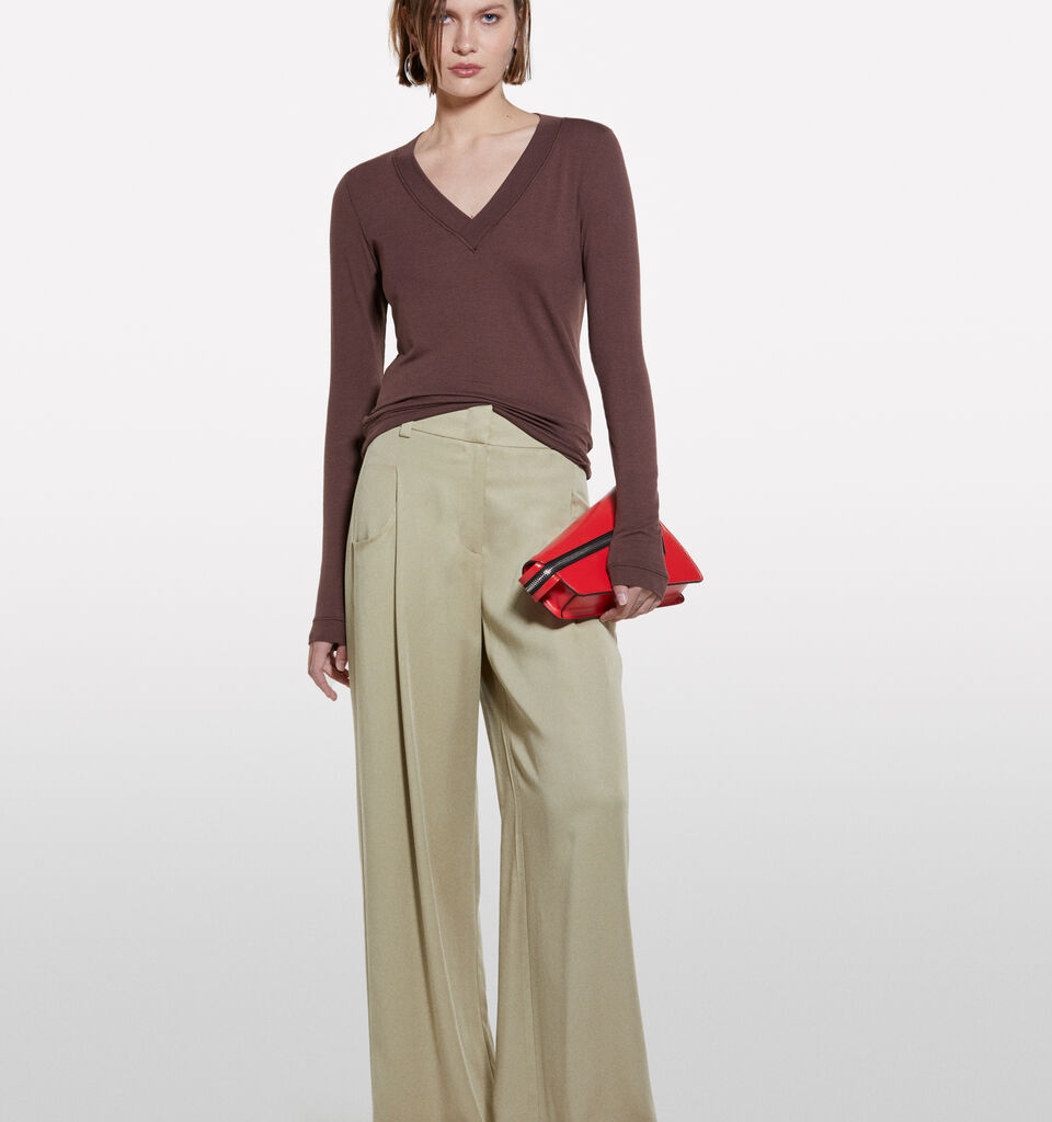 T-shirt slim fit marrone a maniche lunghe - t-shirt a manica lunga da donna - Marrone Scuro | Sisley image number 1